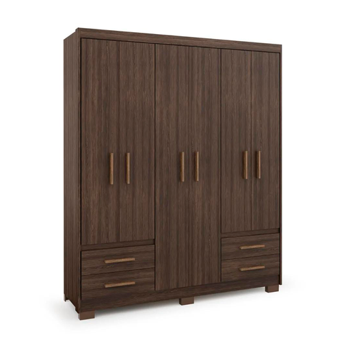 [123210] Ropero mdf 6 puertas 4 gavetas 185x47x156 centimetros batrol 02.1197.50 cafe