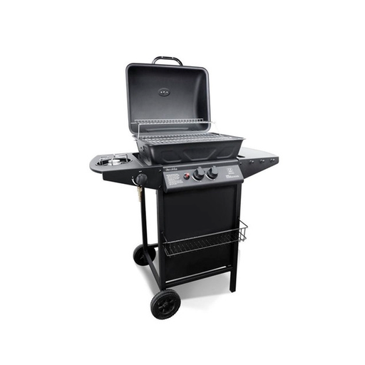 [120325] Asador de gas 2 quemadores con tapadera / llantas 33.8" decakila kmgs005b negro