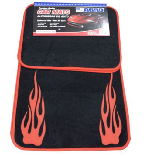 [81926] Alfombra de tela para carro 4 piezas abro cm8002f negra con rojo