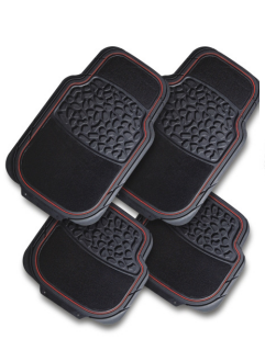 [81946] Alfombra de hule para carro hule 4 piezas abro cm2308 negro con rojo