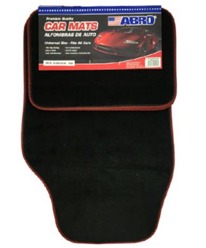 [85707] Alfombra de tela para carro 4 piezas abro cm8003 negra con rojo