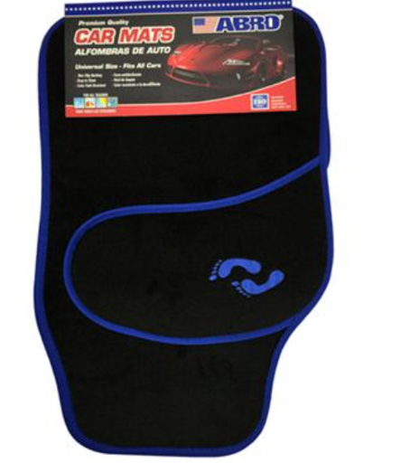 [85709] Alfombra de tela para carro 4 piezas abro cm8003 negra con azul